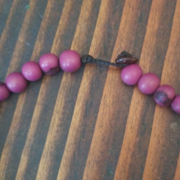 Handmade and dyed Long Wooden Necklace - Picture 3 of 3
